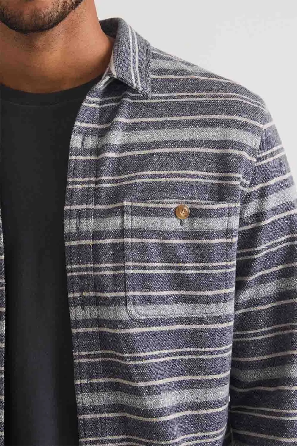 PACIFICA STRETCH SHIRT Navy/Grey Baja Stripe