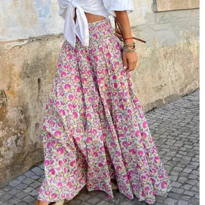 Paradise Floral Smocked Waist Maxi Skirt