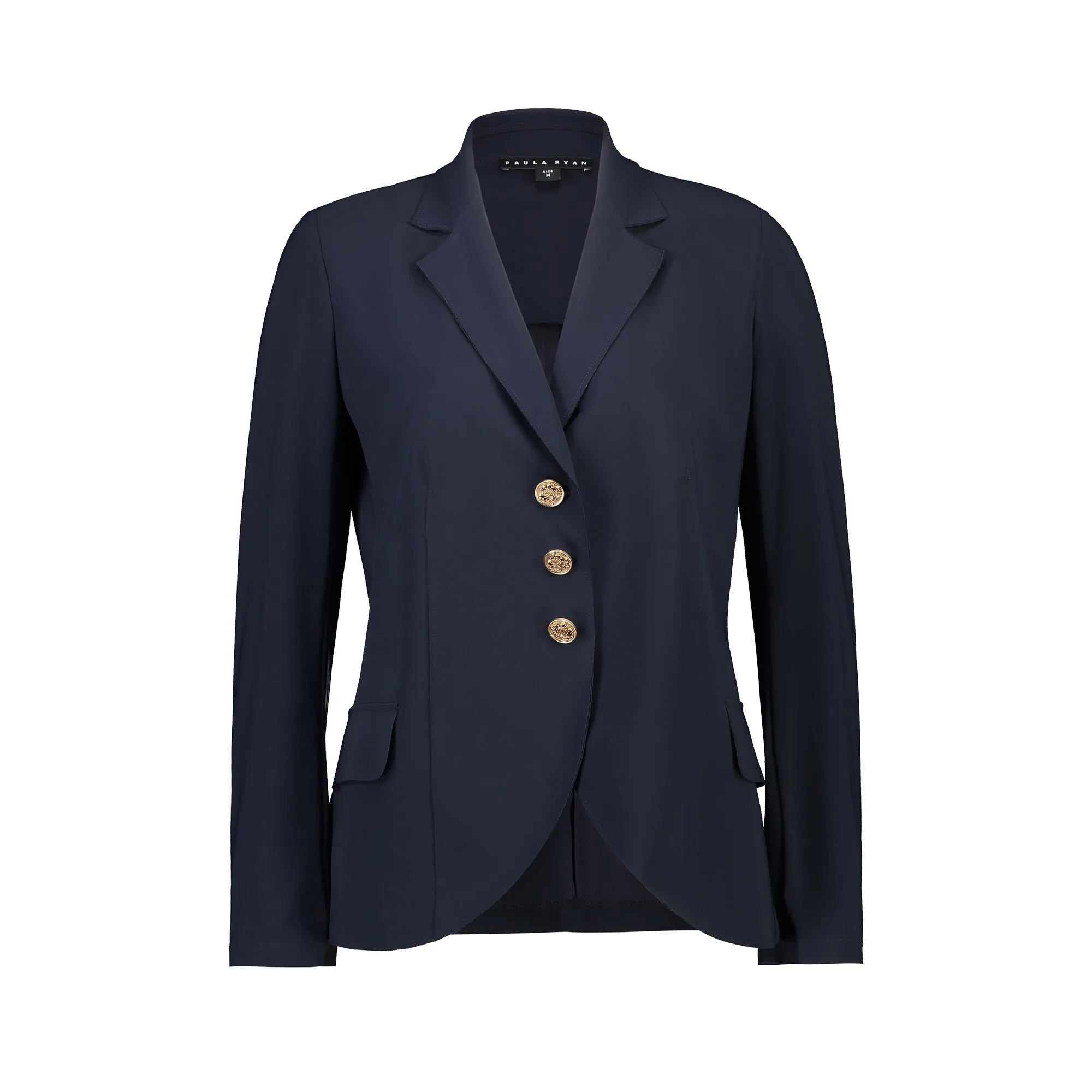 PAULA RYAN Classic Waisted Jacket - Navy - Bonded Microjersey
