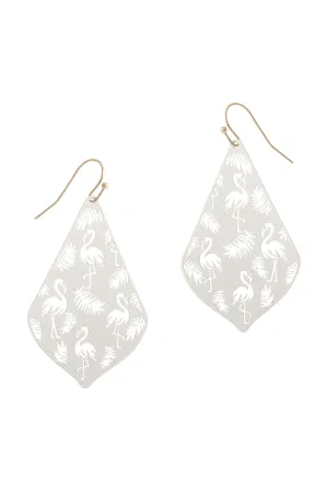 PE3148 - METAL FILIGREE FLAMINGO DROP EARRINGS