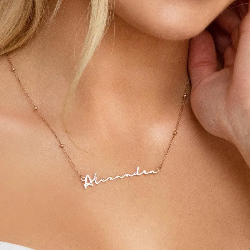 Personalised Cherished Signature Name Necklace – Customizable Jewelry