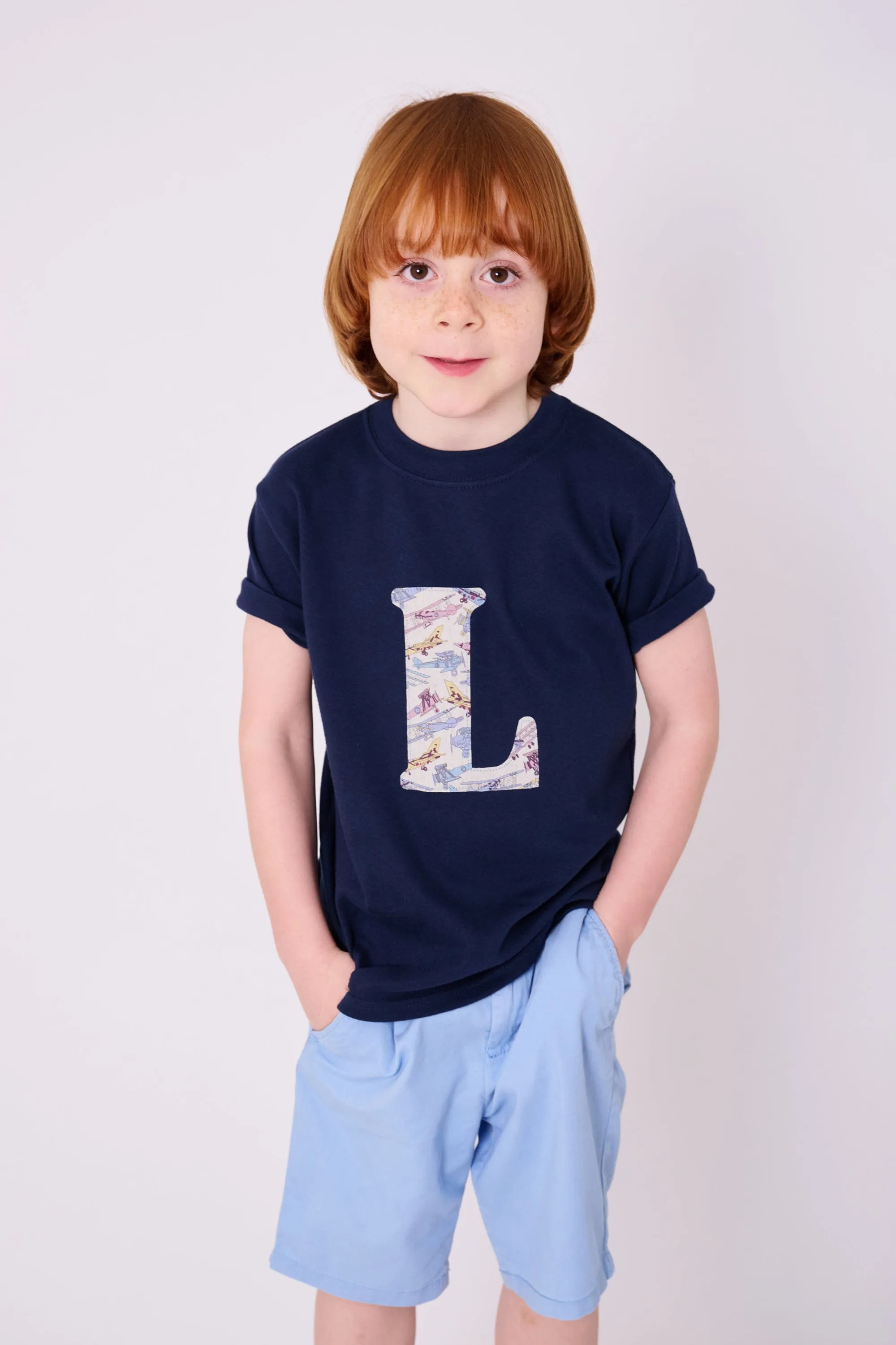 Personalised Navy T-Shirt in Tom's Jet Liberty Print