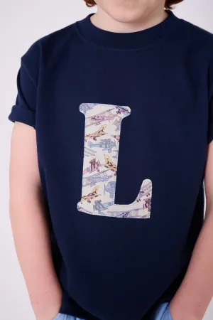 Personalised Navy T-Shirt in Tom's Jet Liberty Print