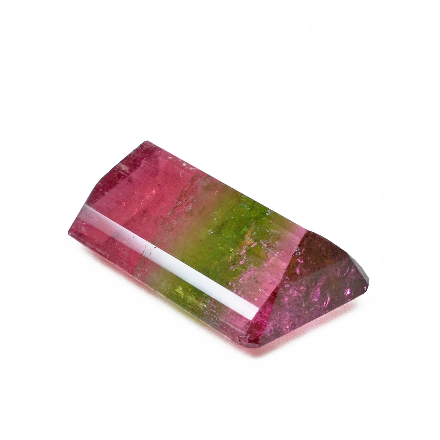 Pink and Green Bi-Color Tourmaline 19.85 mm 16.93 carats Faceted Rectangle Gemstone