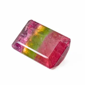 Pink and Green Bi-Color Tourmaline 19.85 mm 16.93 carats Faceted Rectangle Gemstone