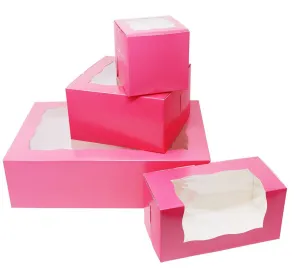 Pink rose window Box 8 x 4 x 4 Inch  - fits 2 Cupcakes