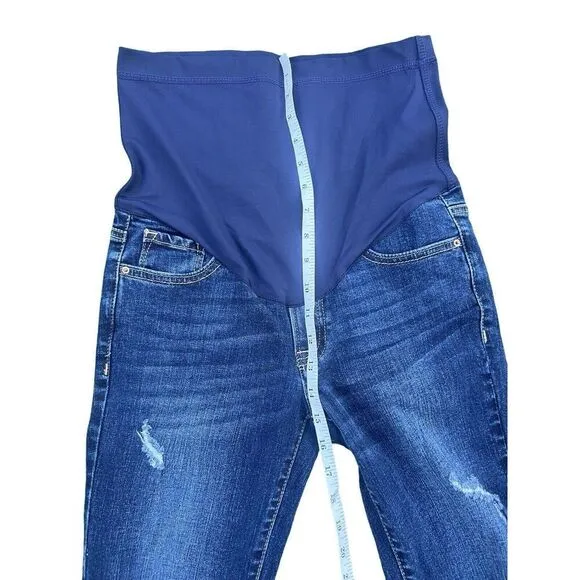 Pinkblush Maternity Women's Distressed Stretch Blue Straight Jeans Size 26 NWOT