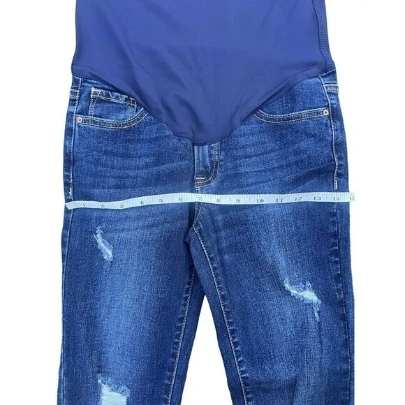 Pinkblush Maternity Women's Distressed Stretch Blue Straight Jeans Size 26 NWOT