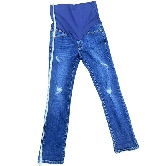 Pinkblush Maternity Women's Distressed Stretch Blue Straight Jeans Size 26 NWOT