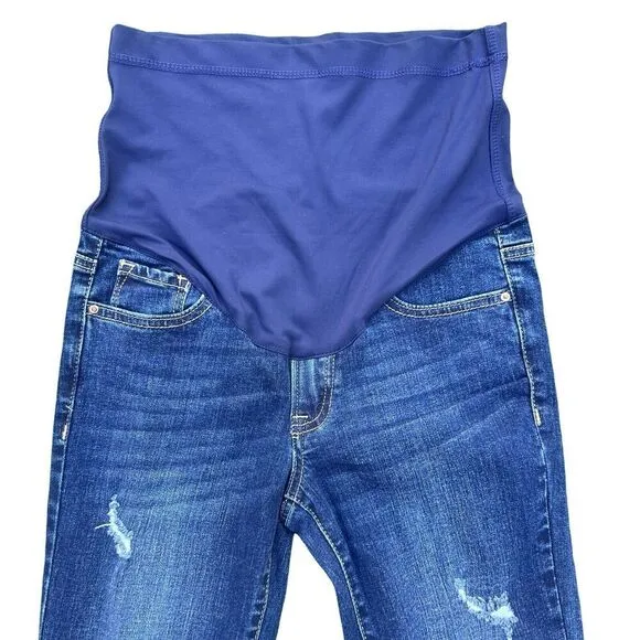 Pinkblush Maternity Women's Distressed Stretch Blue Straight Jeans Size 26 NWOT