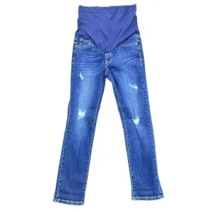 Pinkblush Maternity Women's Distressed Stretch Blue Straight Jeans Size 26 NWOT