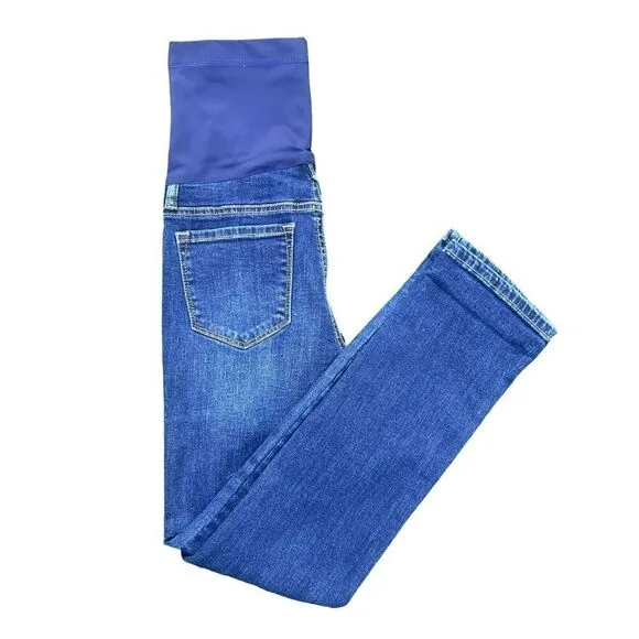 Pinkblush Maternity Women's Distressed Stretch Blue Straight Jeans Size 26 NWOT