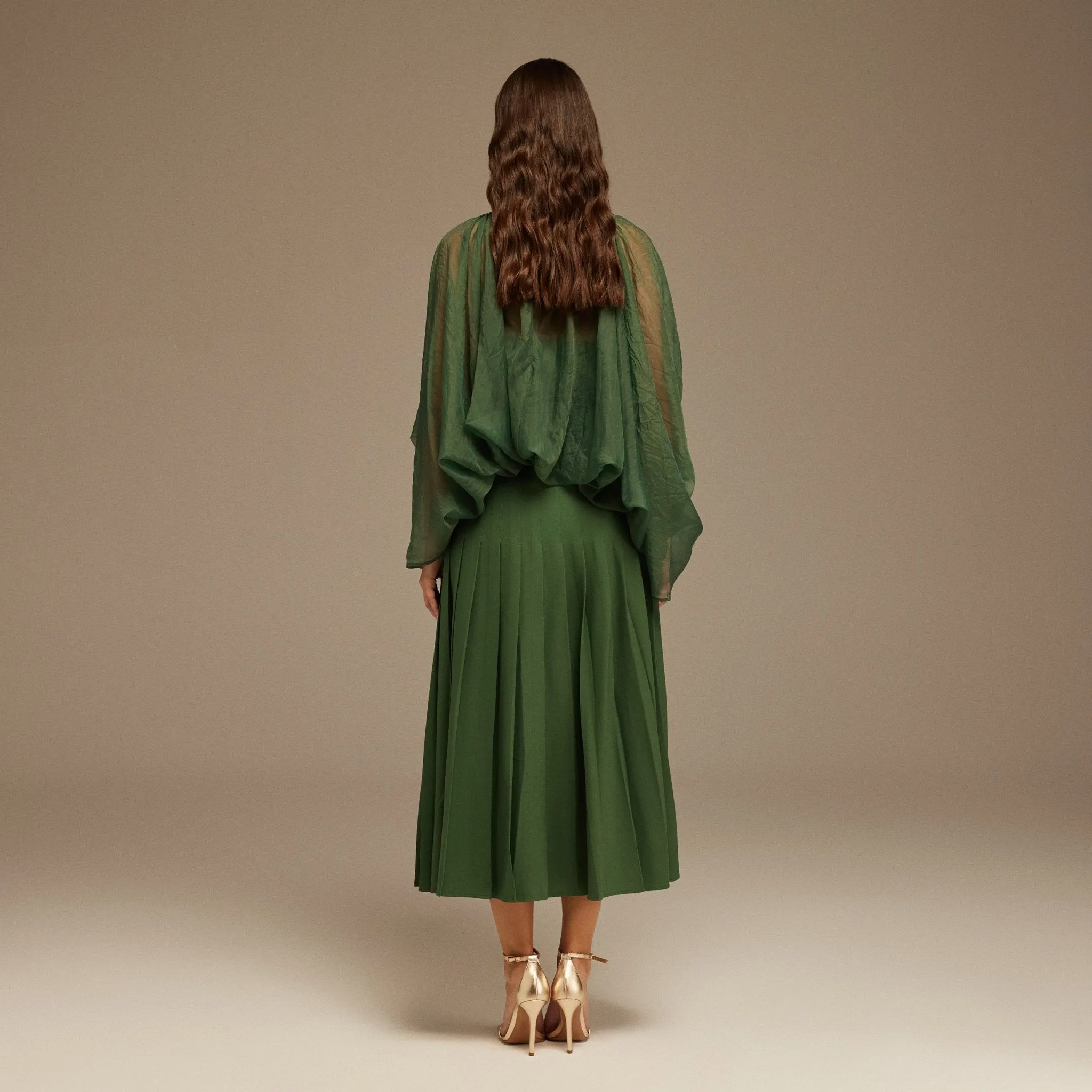Pleated Long Skirt with Waist Fit