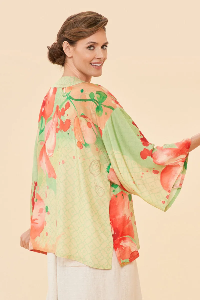 Powder Watercolour Orchids Kimono Jacket