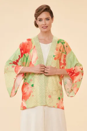 Powder Watercolour Orchids Kimono Jacket
