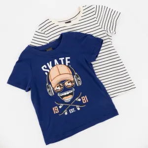 Pre-Boys 2 Pack T-Shirts -Navy/Stripe