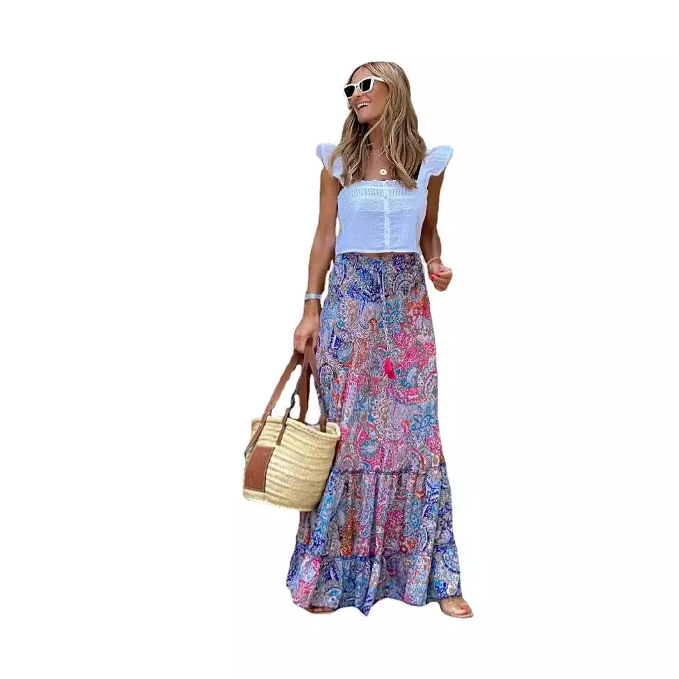 Printed Loose-Fitting Long Skirt