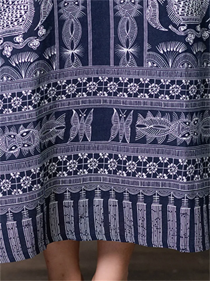 Printed Loose Sleeveless Long Dresses