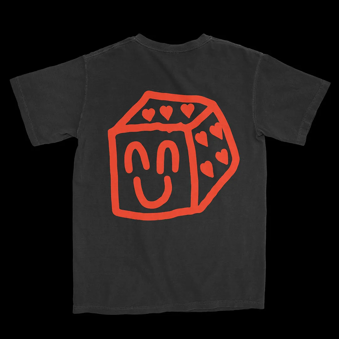 PUFFY HAPPY HEART DICE BOY SHIRT - BLACK