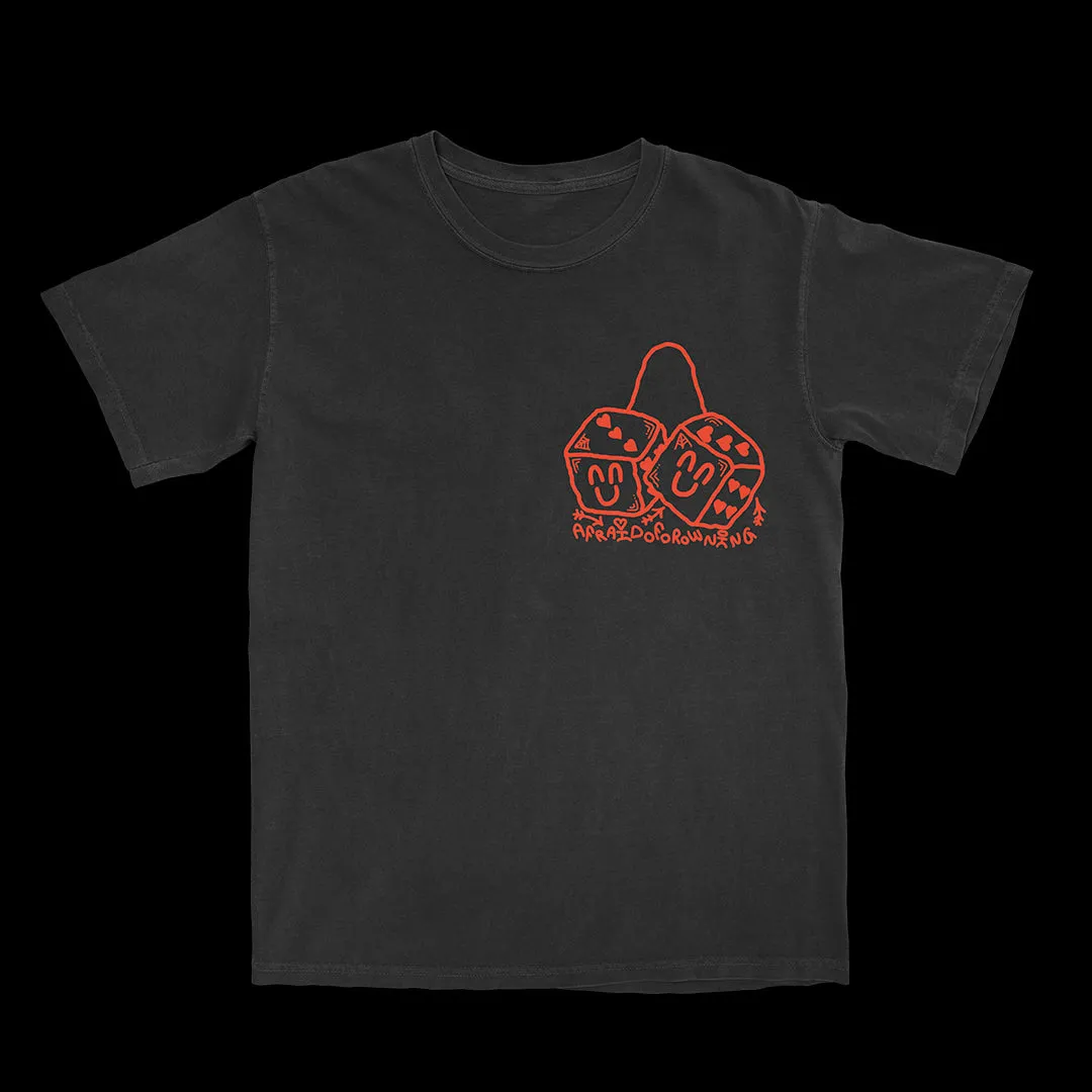 PUFFY HAPPY HEART DICE BOY SHIRT - BLACK