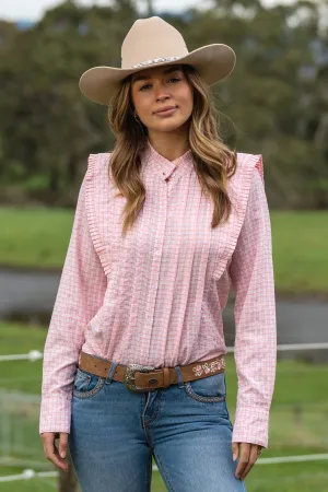 Pure Western Ladies Olivia Check Tuck Detail L/S Shirt - Pink - P3W2546710 - On Sale