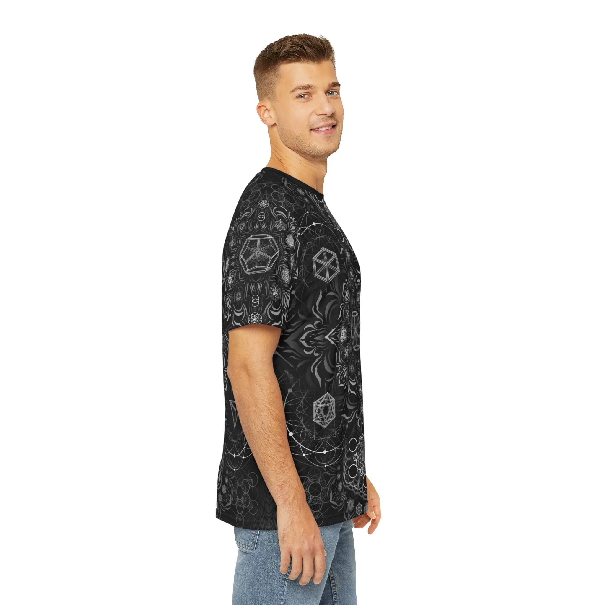 "Elements Sacred Geometry" - V1 Black AOP Crew - Yantrat Design