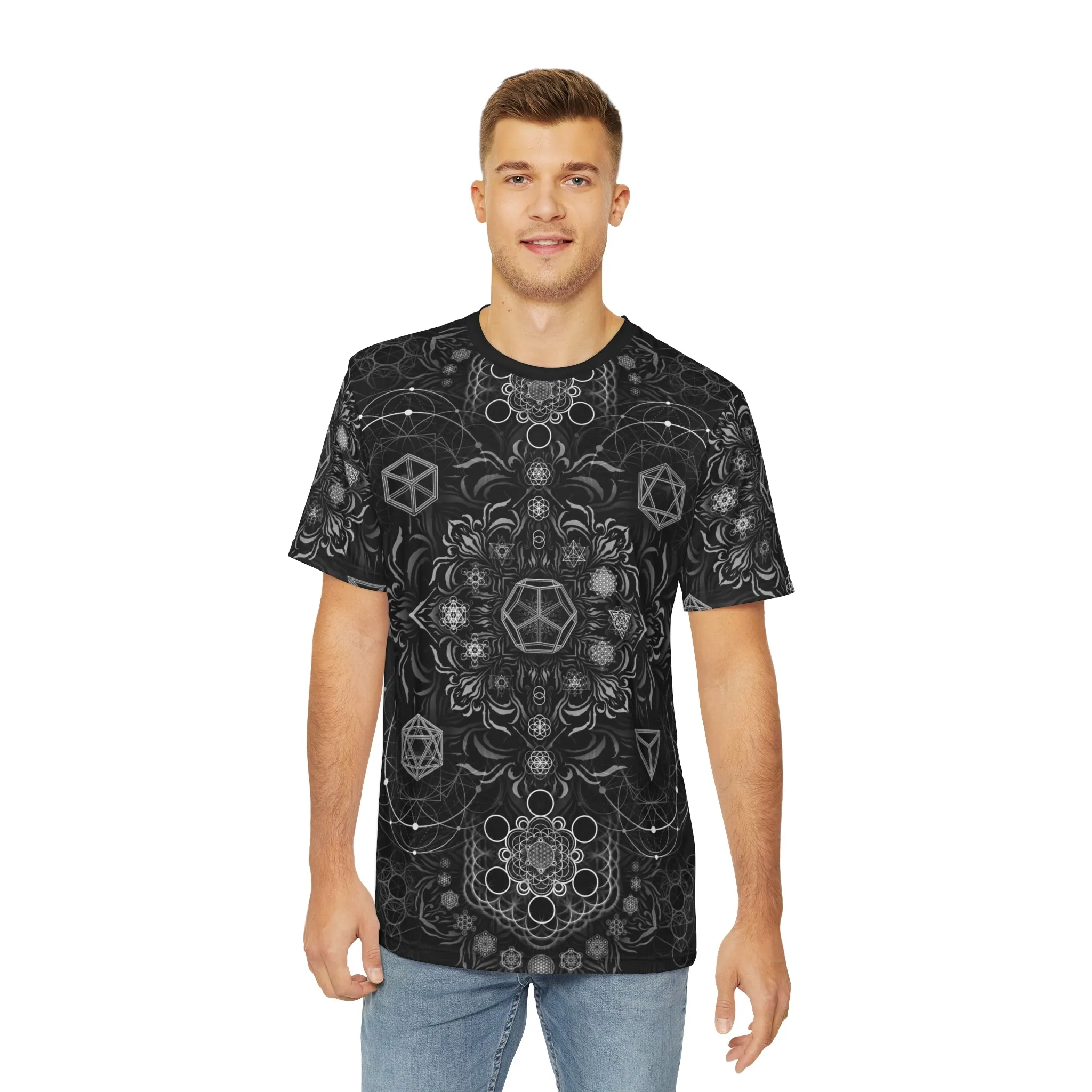 "Elements Sacred Geometry" - V1 Black AOP Crew - Yantrat Design