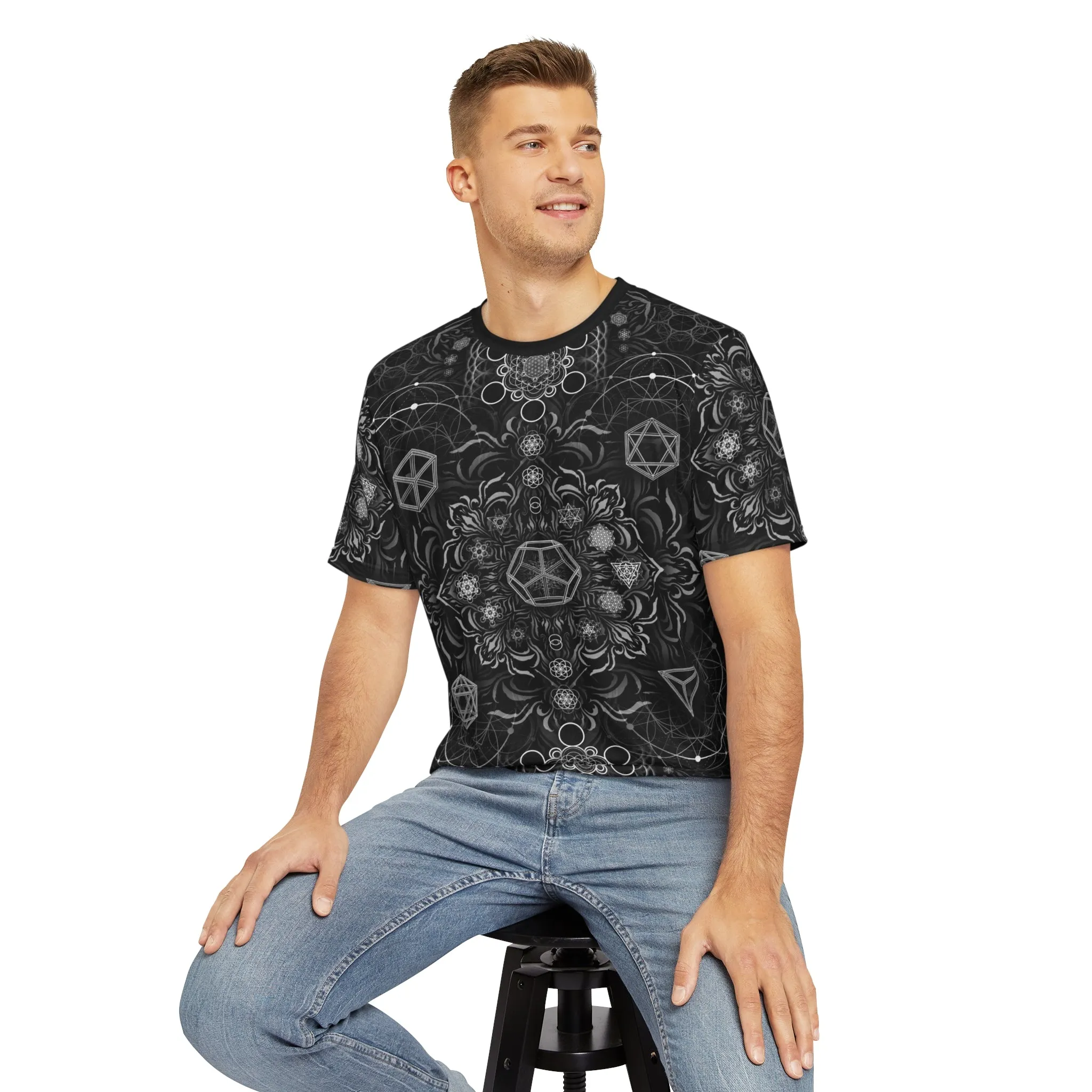 "Elements Sacred Geometry" - V1 Black AOP Crew - Yantrat Design