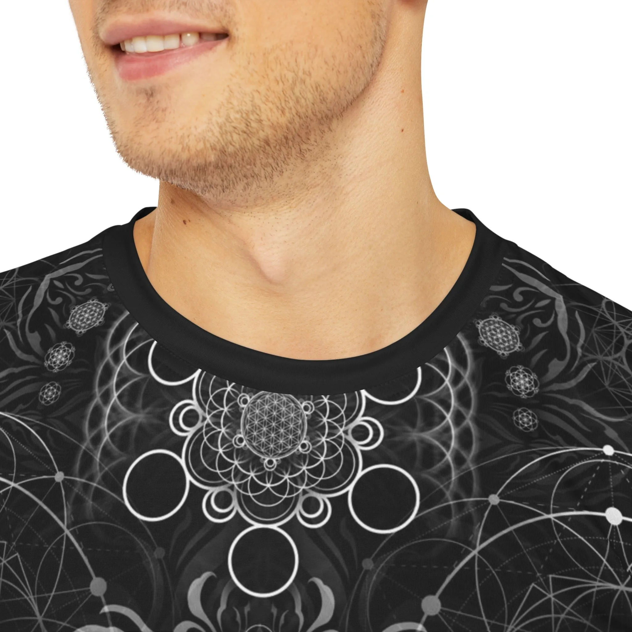 "Elements Sacred Geometry" - V1 Black AOP Crew - Yantrat Design