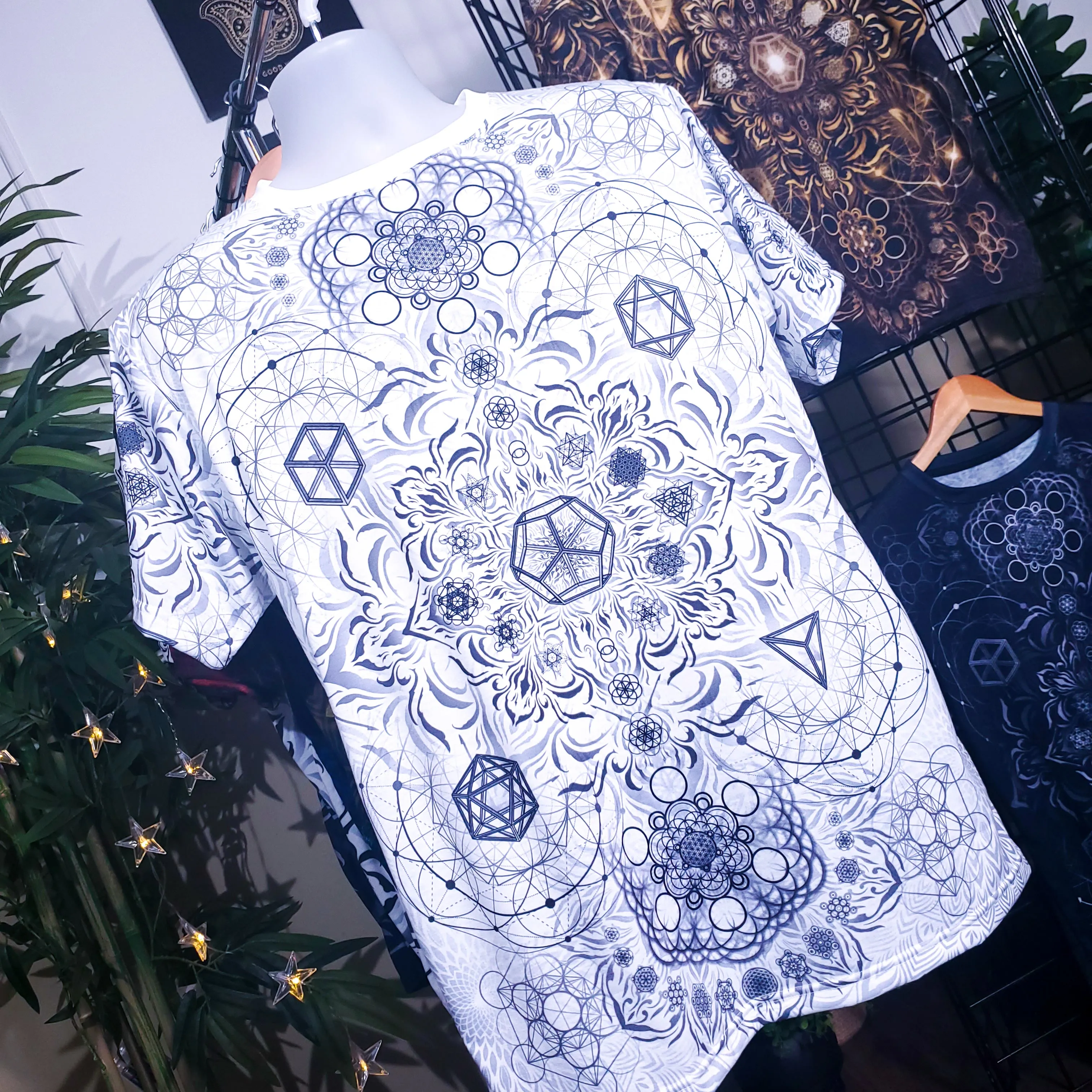 "Elements Sacred Geometry" V2 White AOP Crew - Yantrat Design