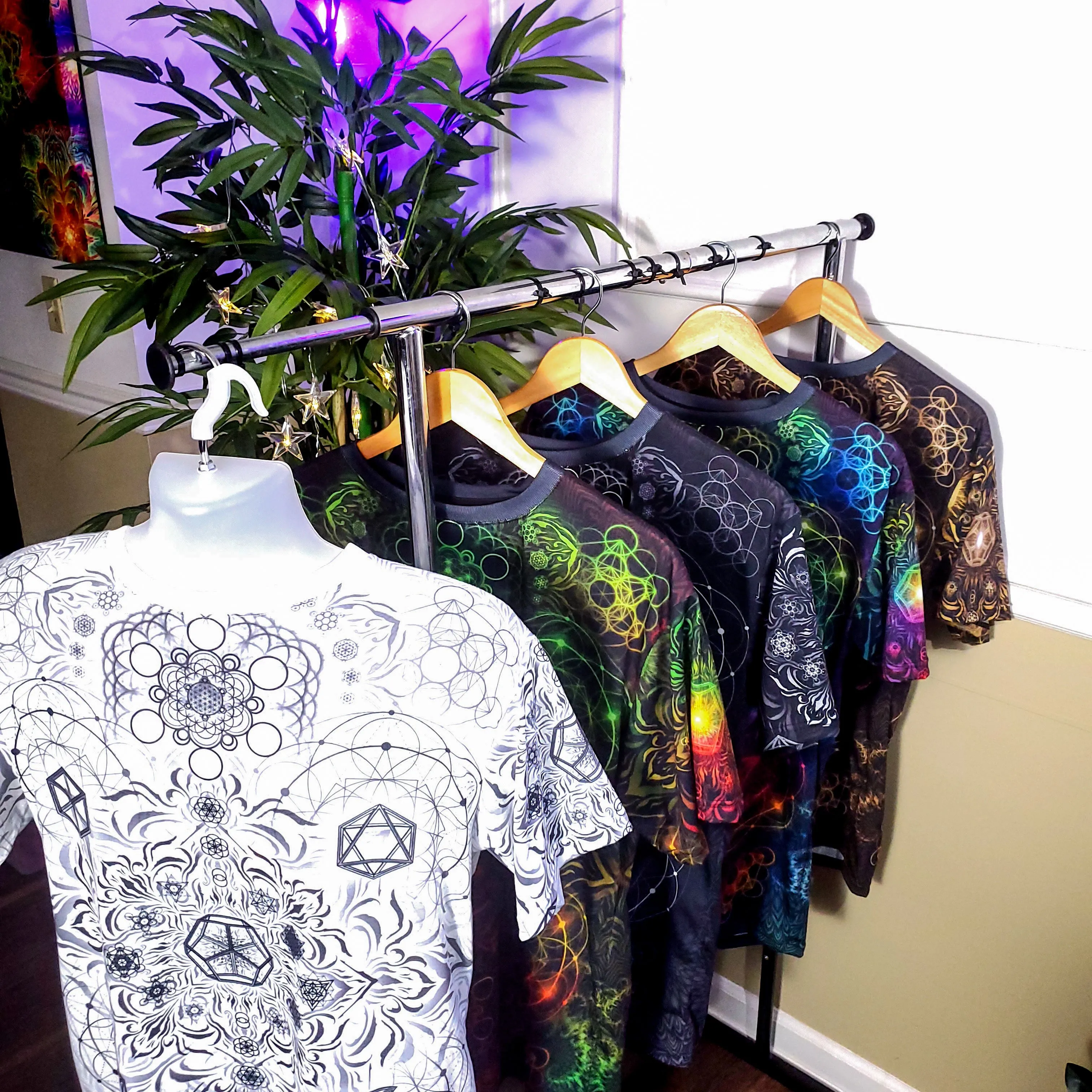 "Elements Sacred Geometry" V2 White AOP Crew - Yantrat Design