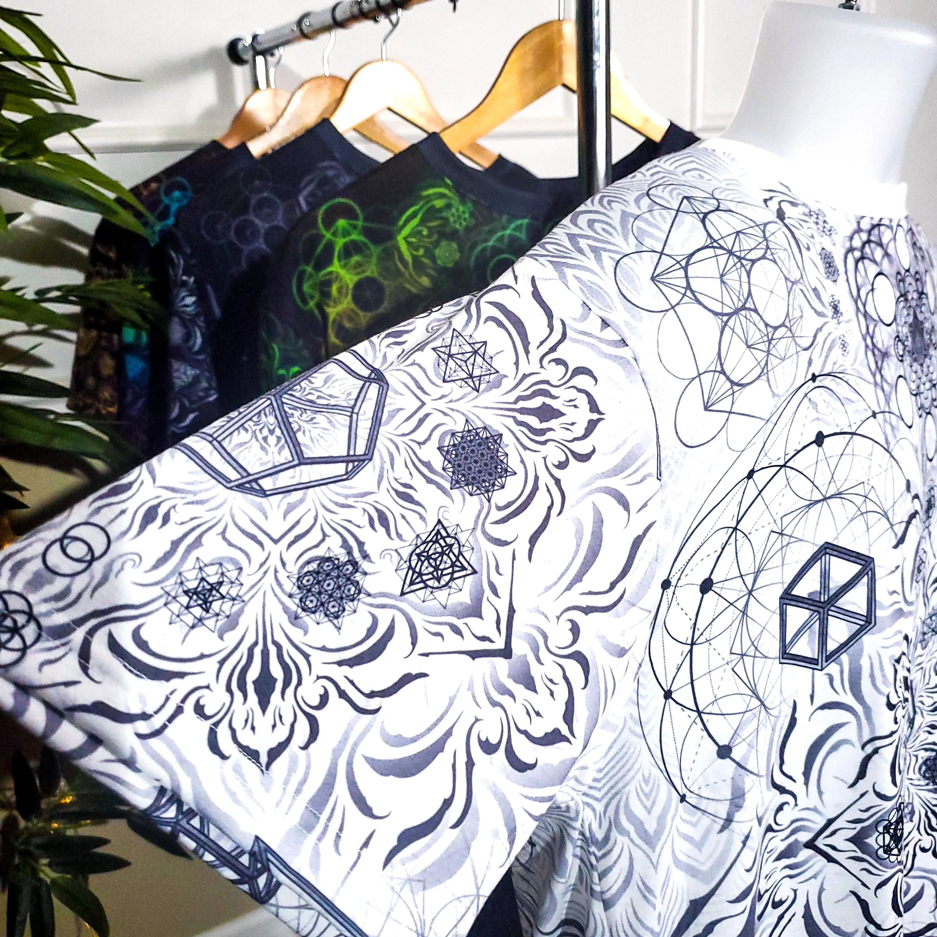"Elements Sacred Geometry" V2 White AOP Crew - Yantrat Design