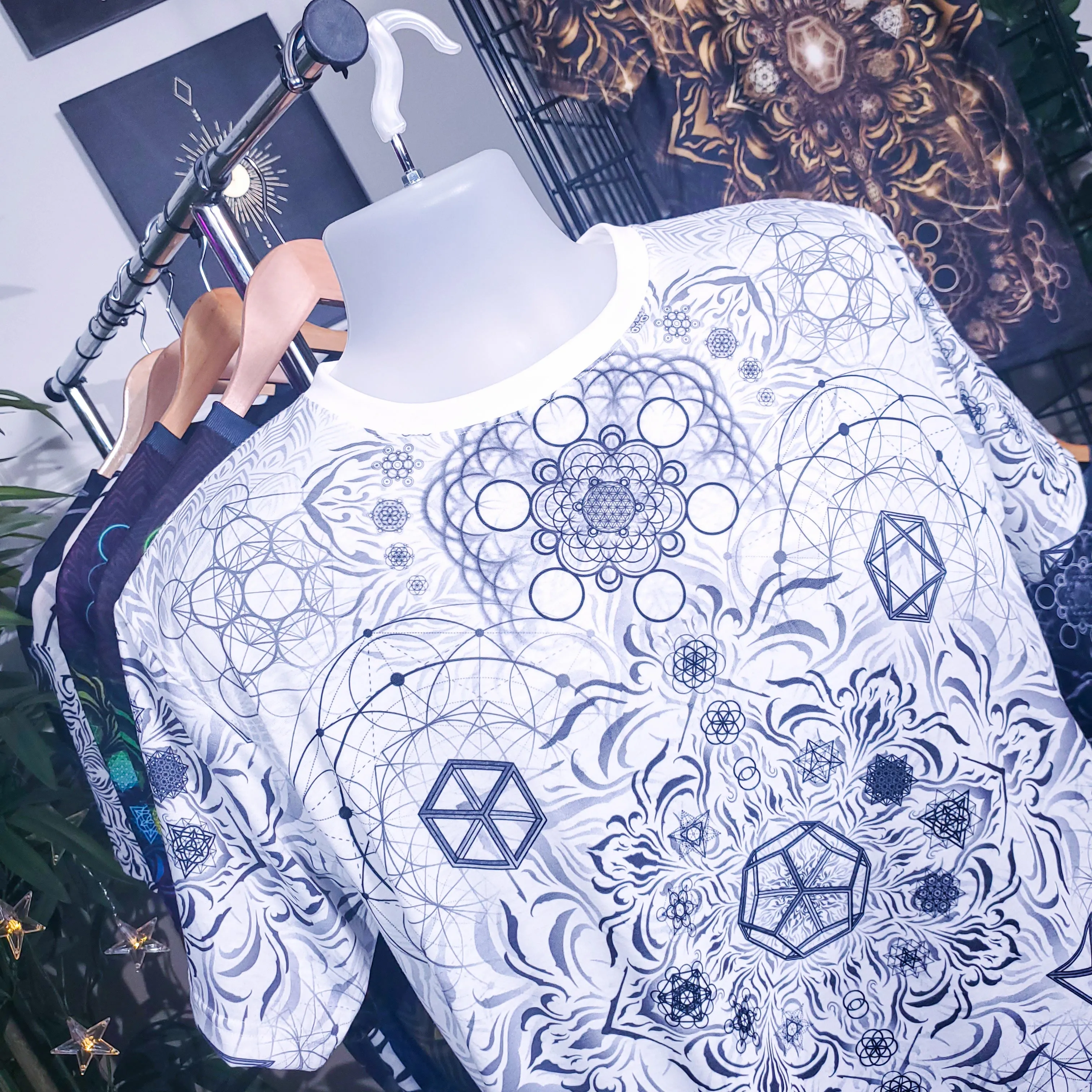 "Elements Sacred Geometry" V2 White AOP Crew - Yantrat Design