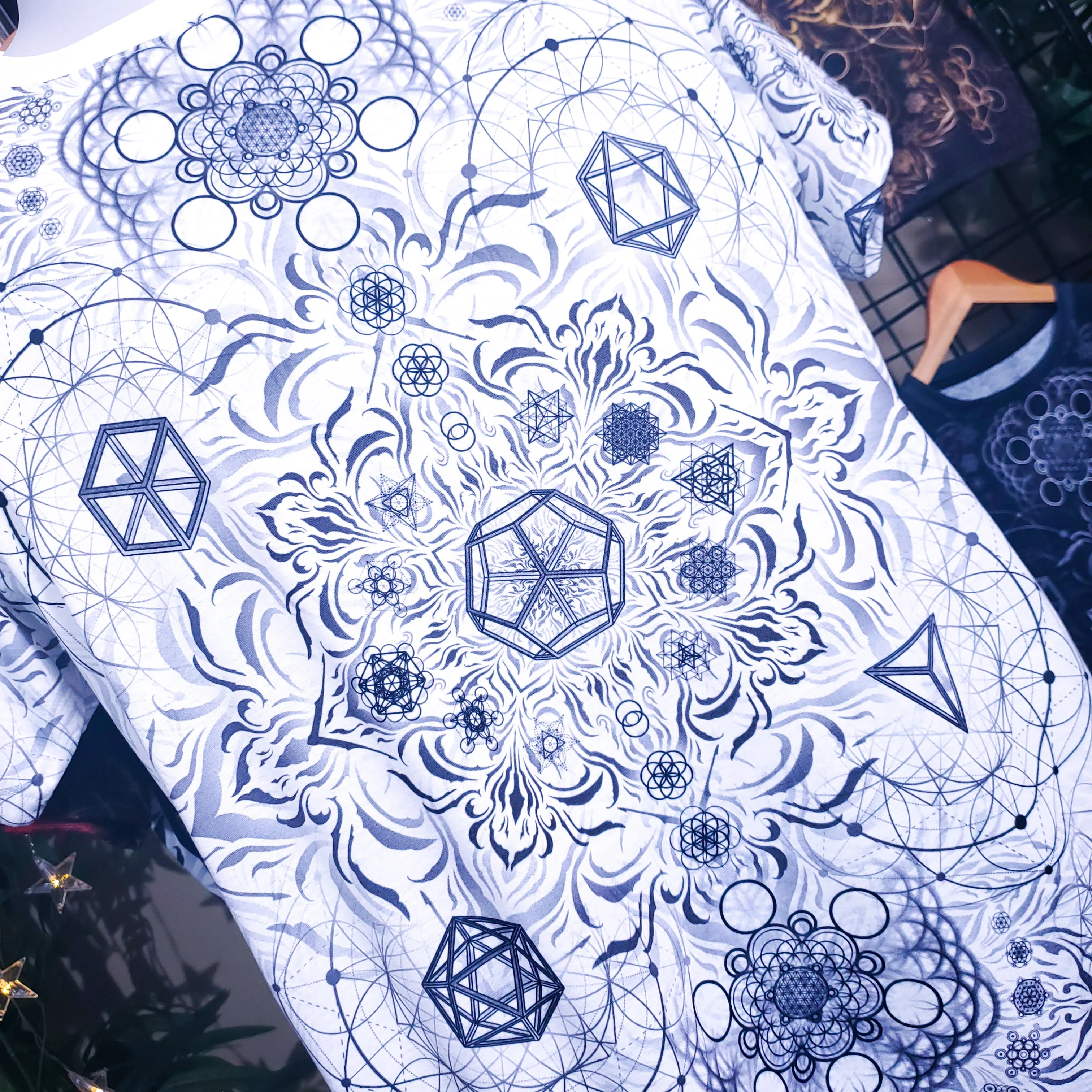 "Elements Sacred Geometry" V2 White AOP Crew - Yantrat Design