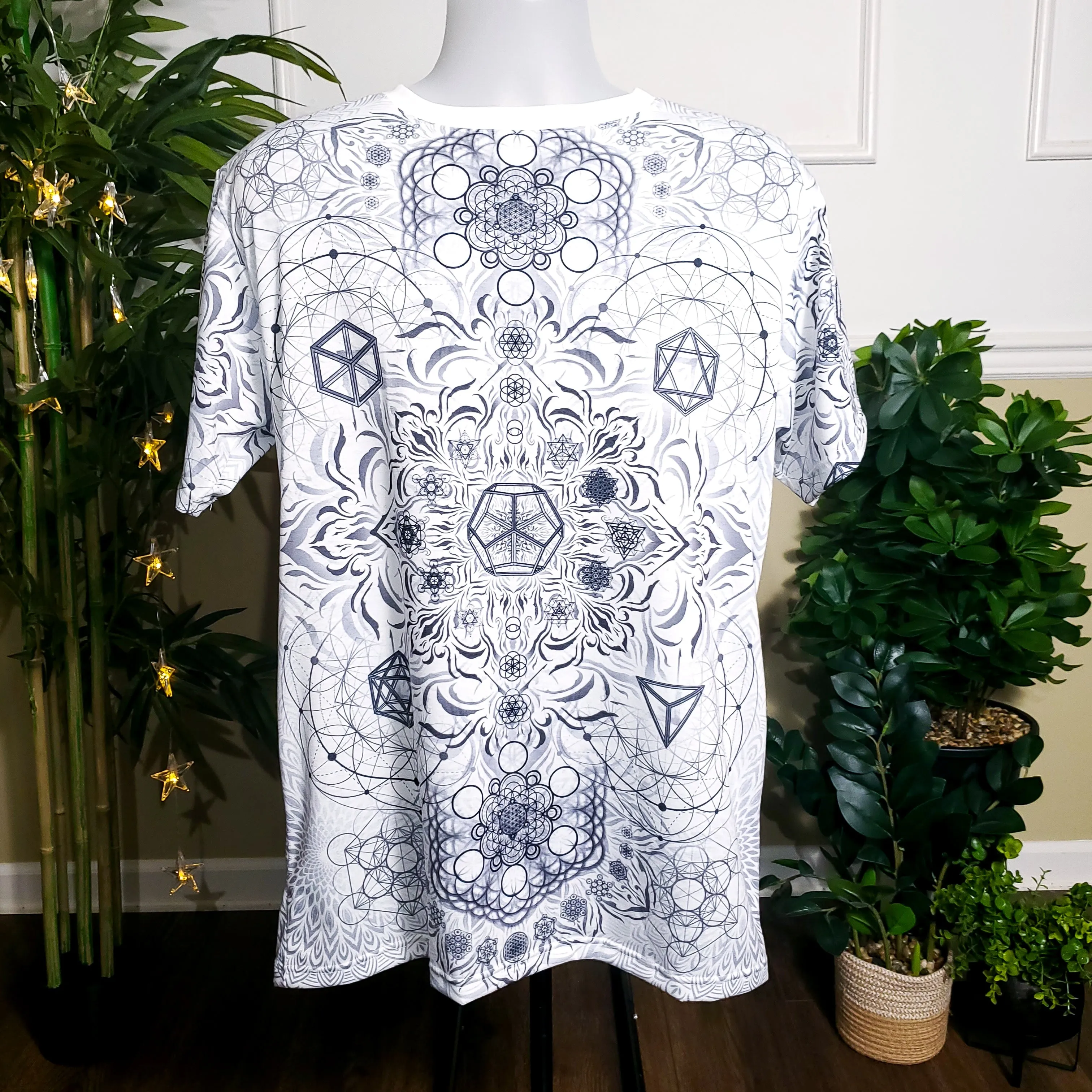 "Elements Sacred Geometry" V2 White AOP Crew - Yantrat Design