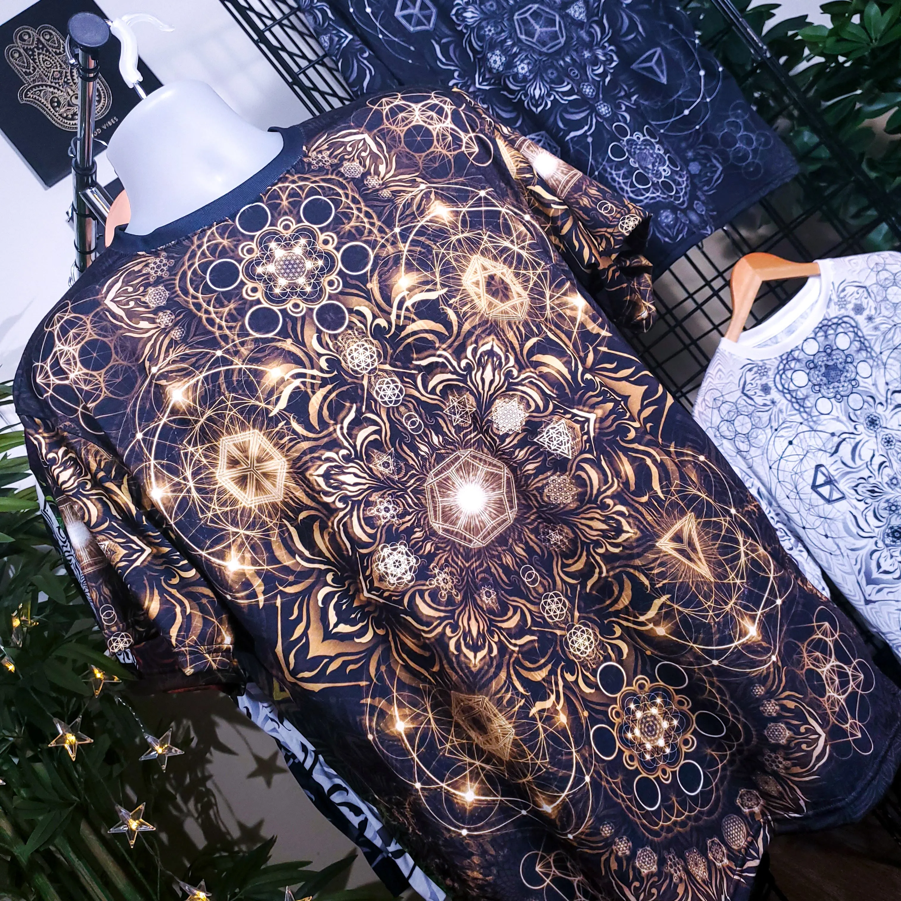 "Elements Sacred Geometry" V4 Gold AOP Crew - Yantrat Design