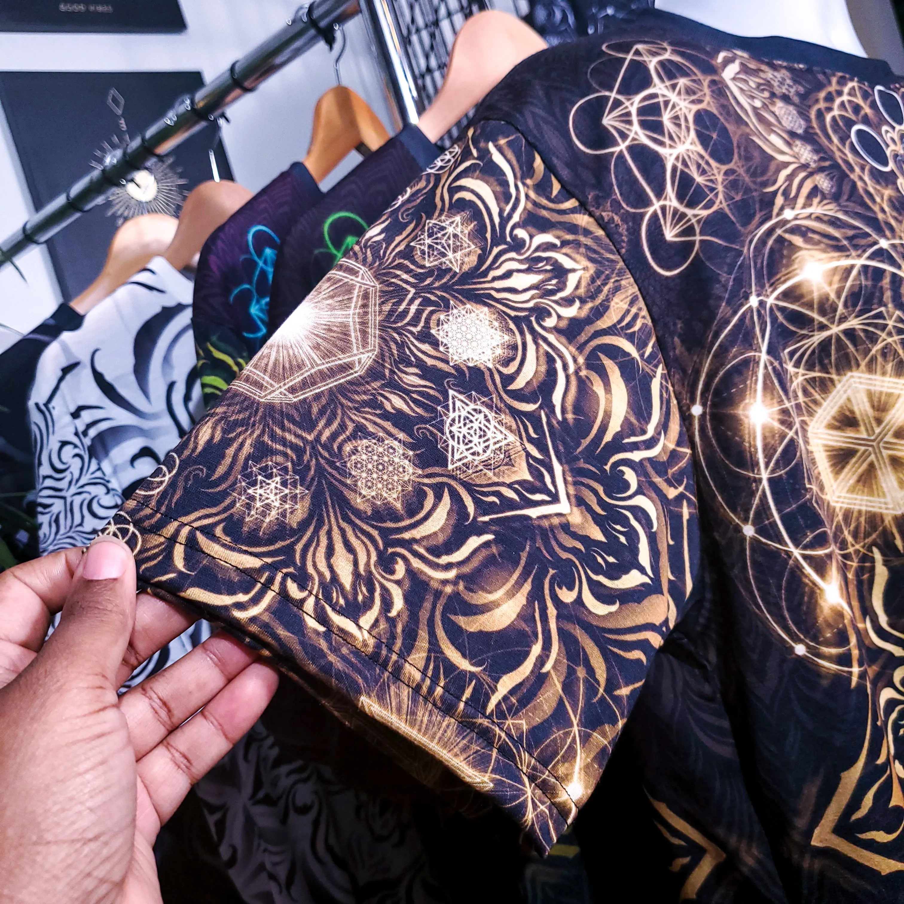 "Elements Sacred Geometry" V4 Gold AOP Crew - Yantrat Design