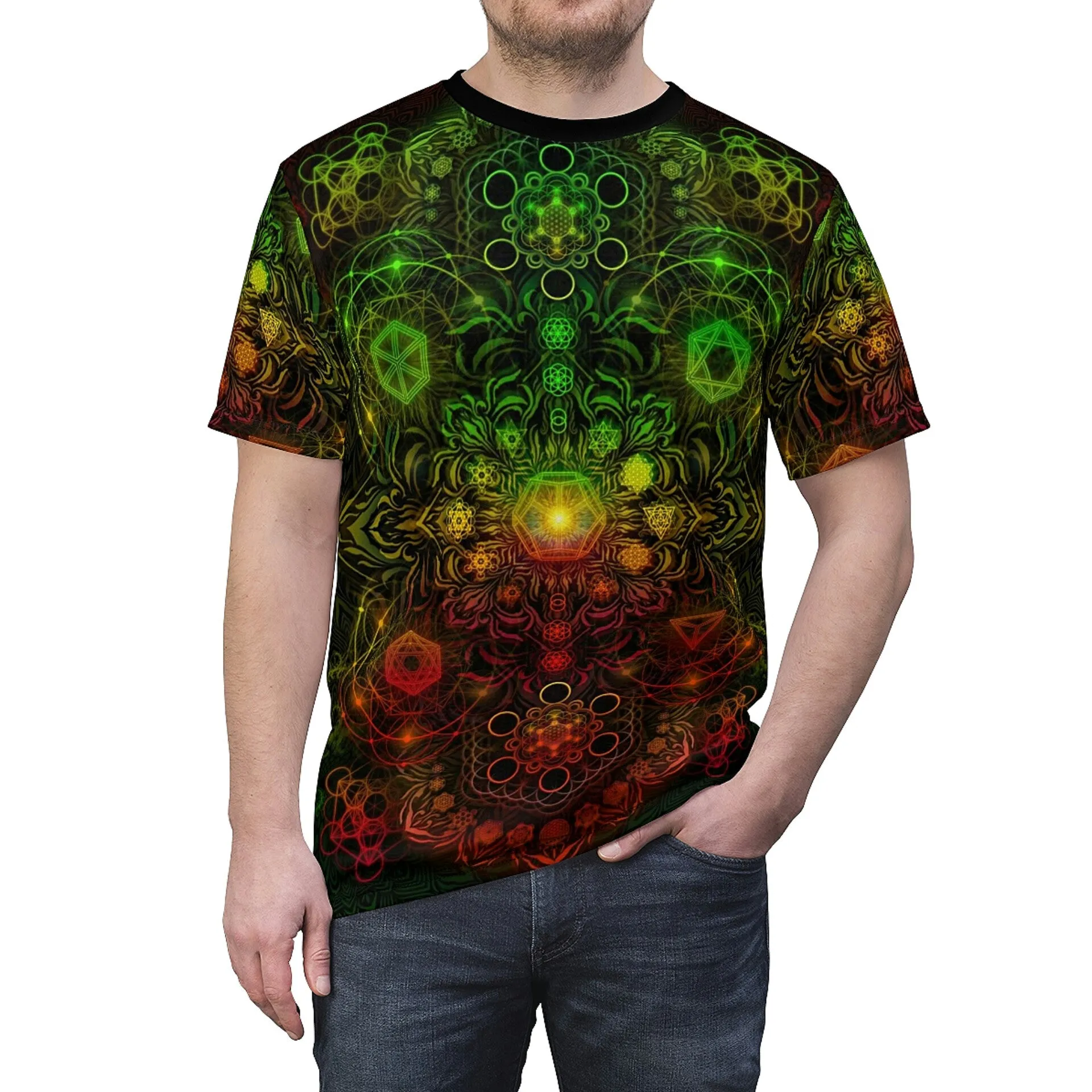 "Elements Sacred Geometry" V5 Rasta AOP Crew - Yantrat Design
