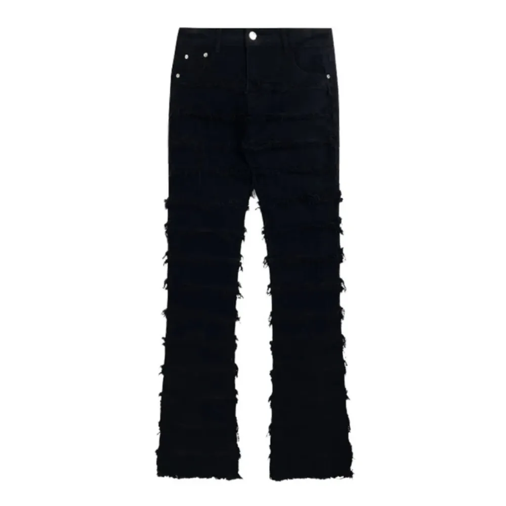 "High Street Solid Color Raw Edge Slim" Jeans