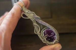 "Purple Swirls" Sterling Silver Double-Sided Necklace