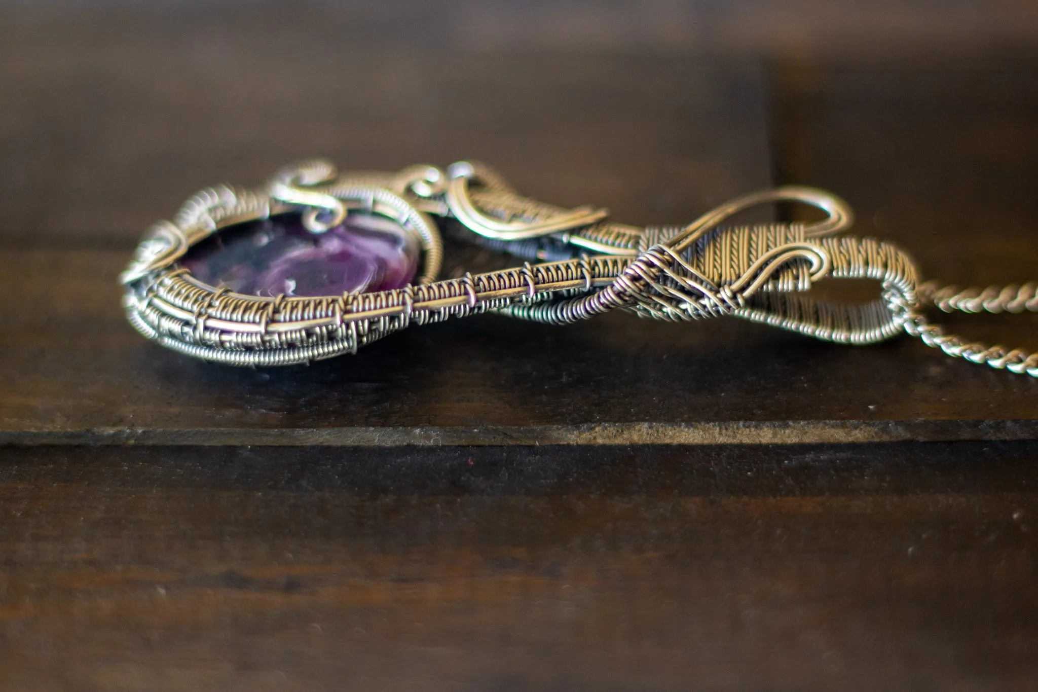 "Purple Swirls" Sterling Silver Double-Sided Necklace