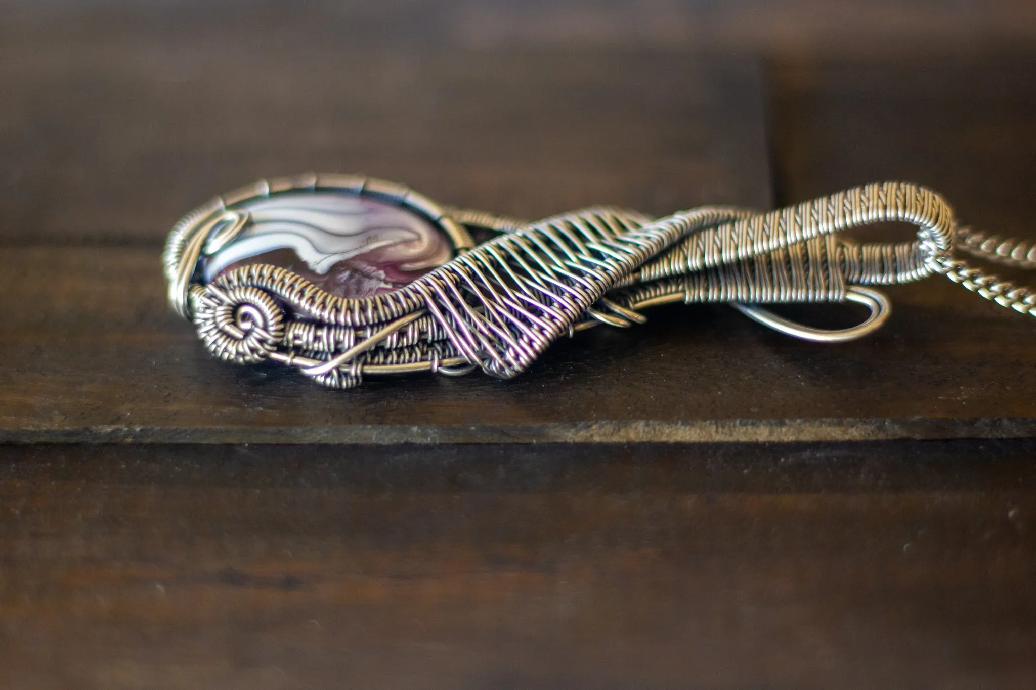 "Purple Swirls" Sterling Silver Double-Sided Necklace