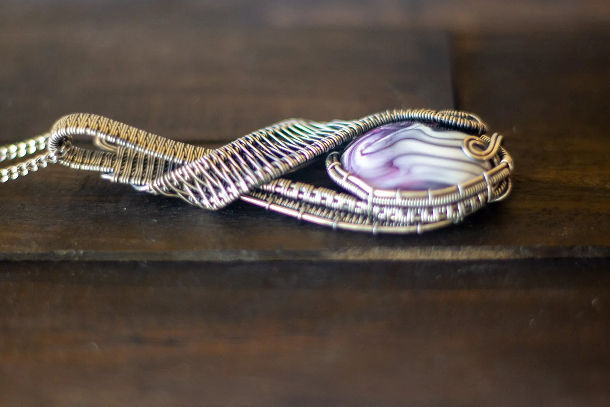"Purple Swirls" Sterling Silver Double-Sided Necklace