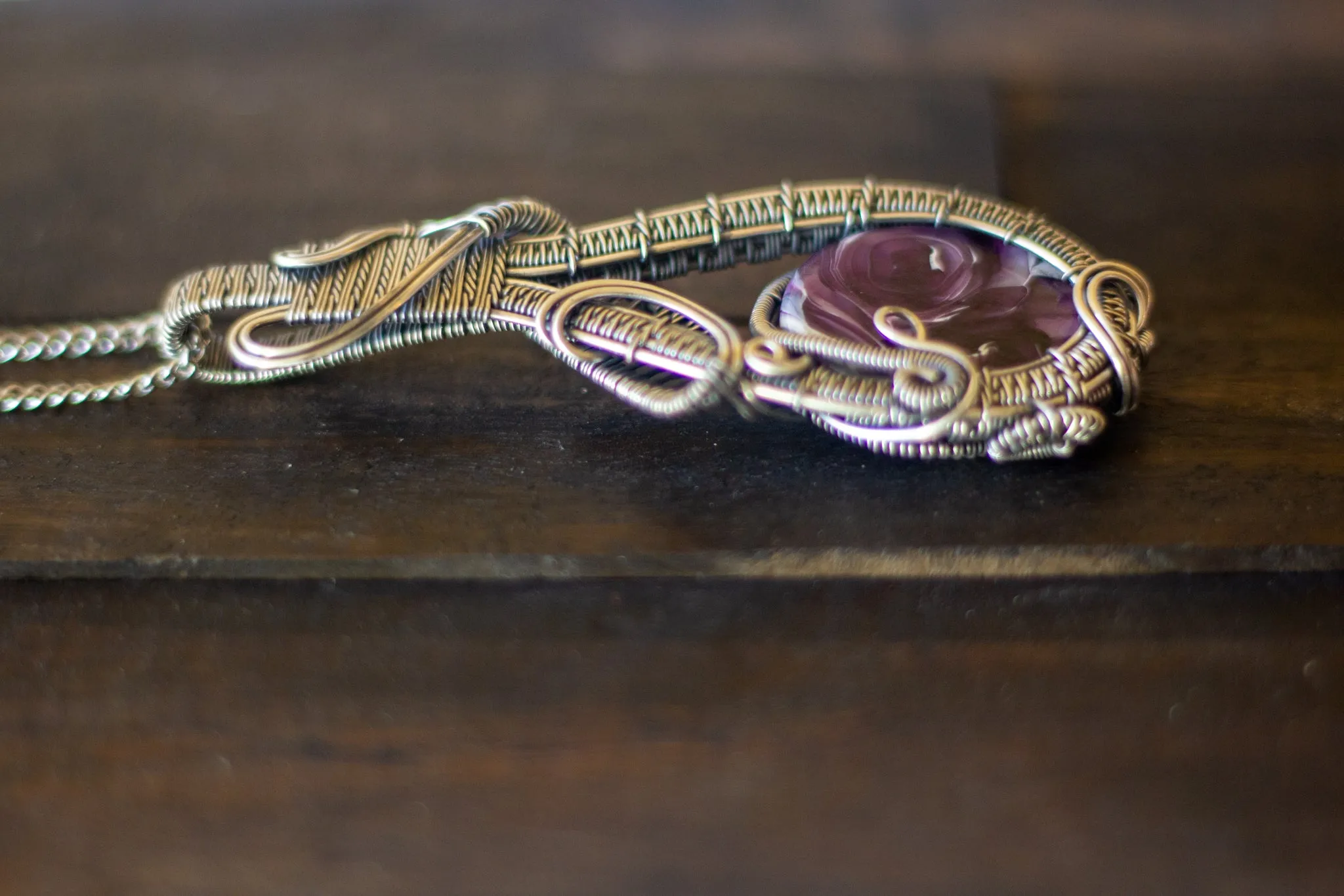 "Purple Swirls" Sterling Silver Double-Sided Necklace