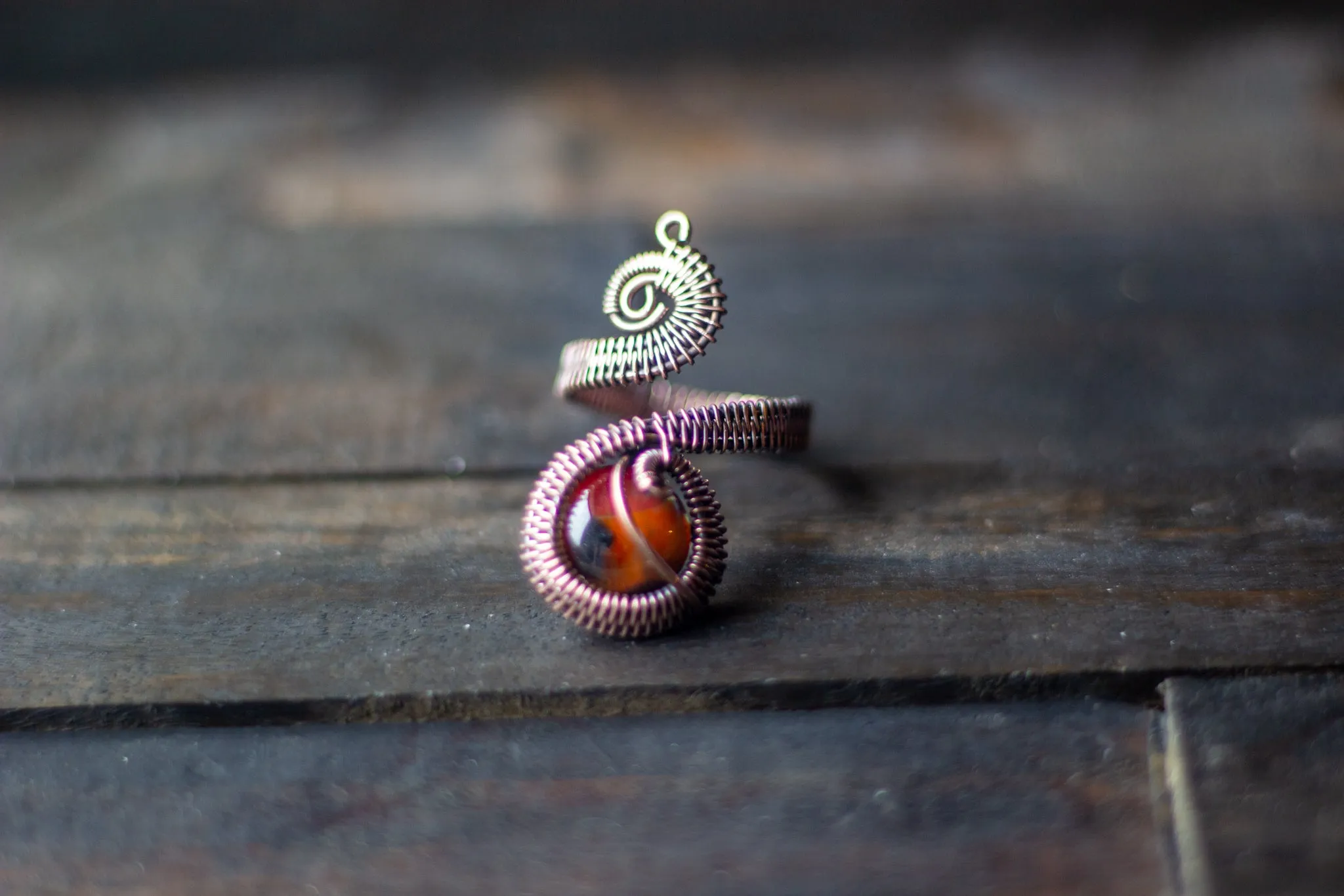 "Shades of Fall" Copper Adjustable Ring