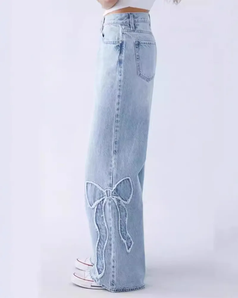 Raw Bow Jeans On The Side