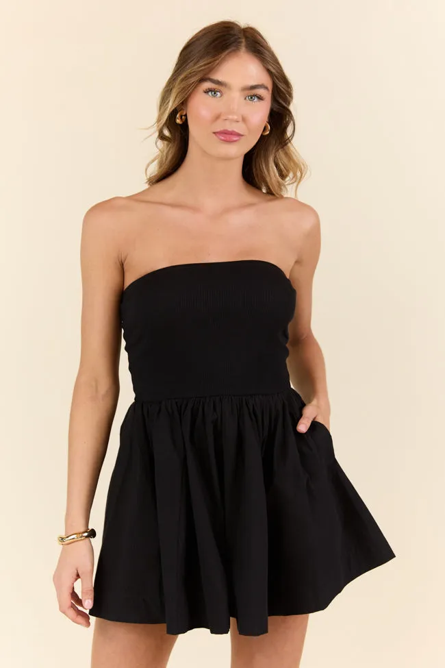 Ready By Noon Black Strapless Fit and Flare Dress