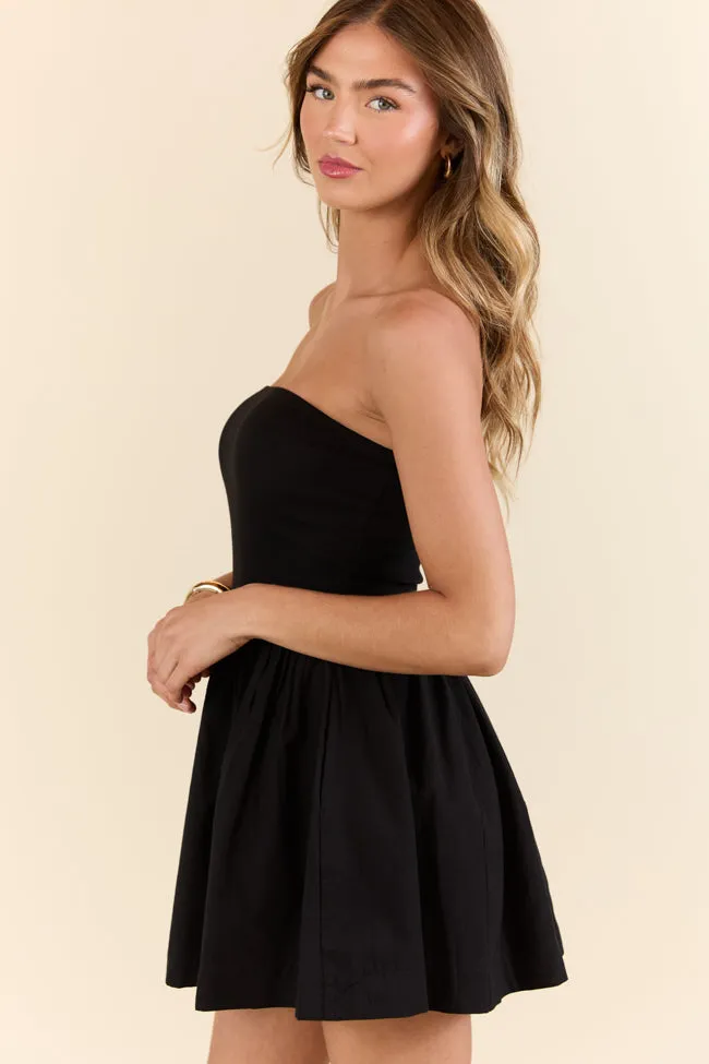 Ready By Noon Black Strapless Fit and Flare Dress