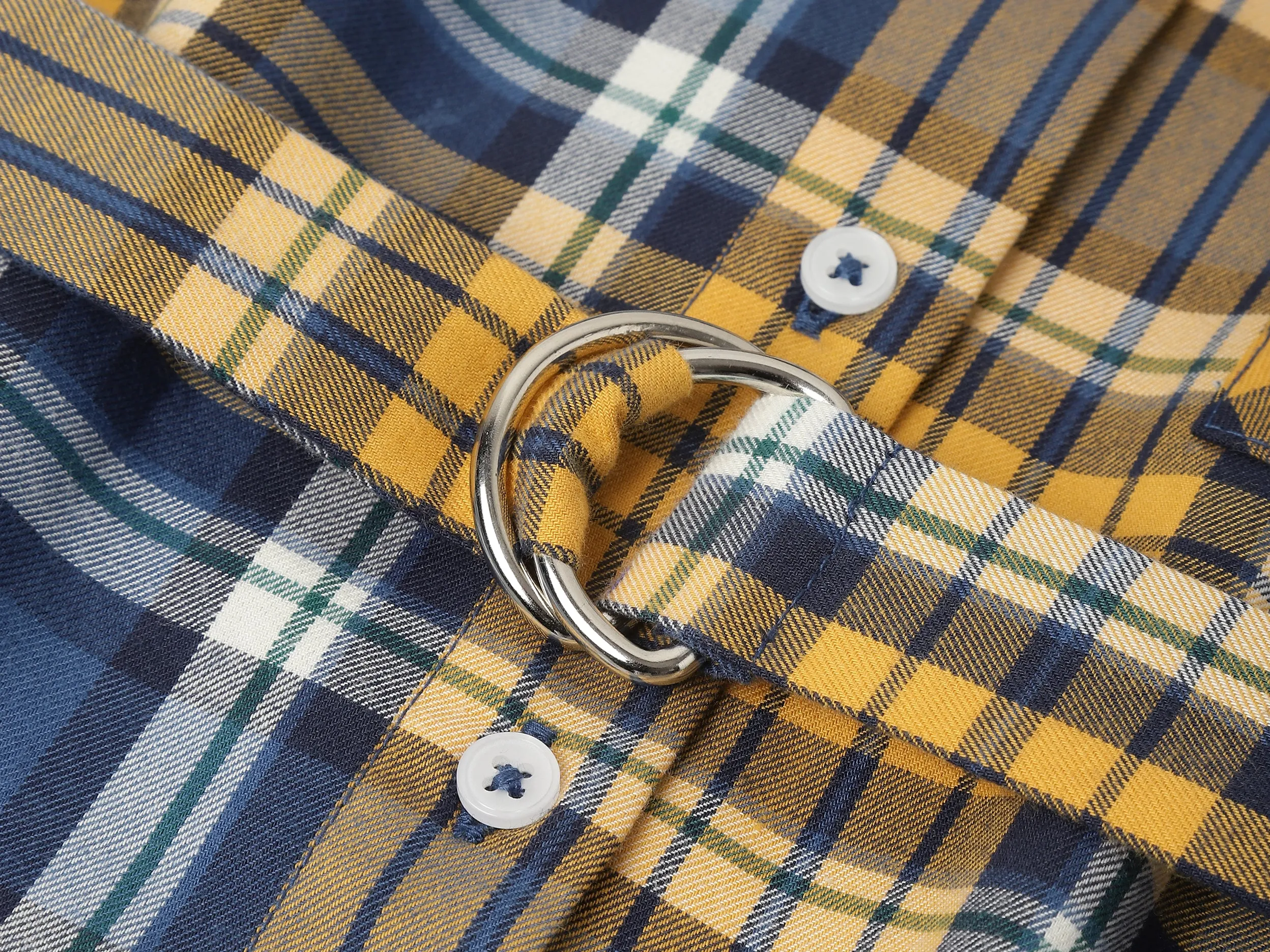Regular Fit Spread Collar Checkered Dresses