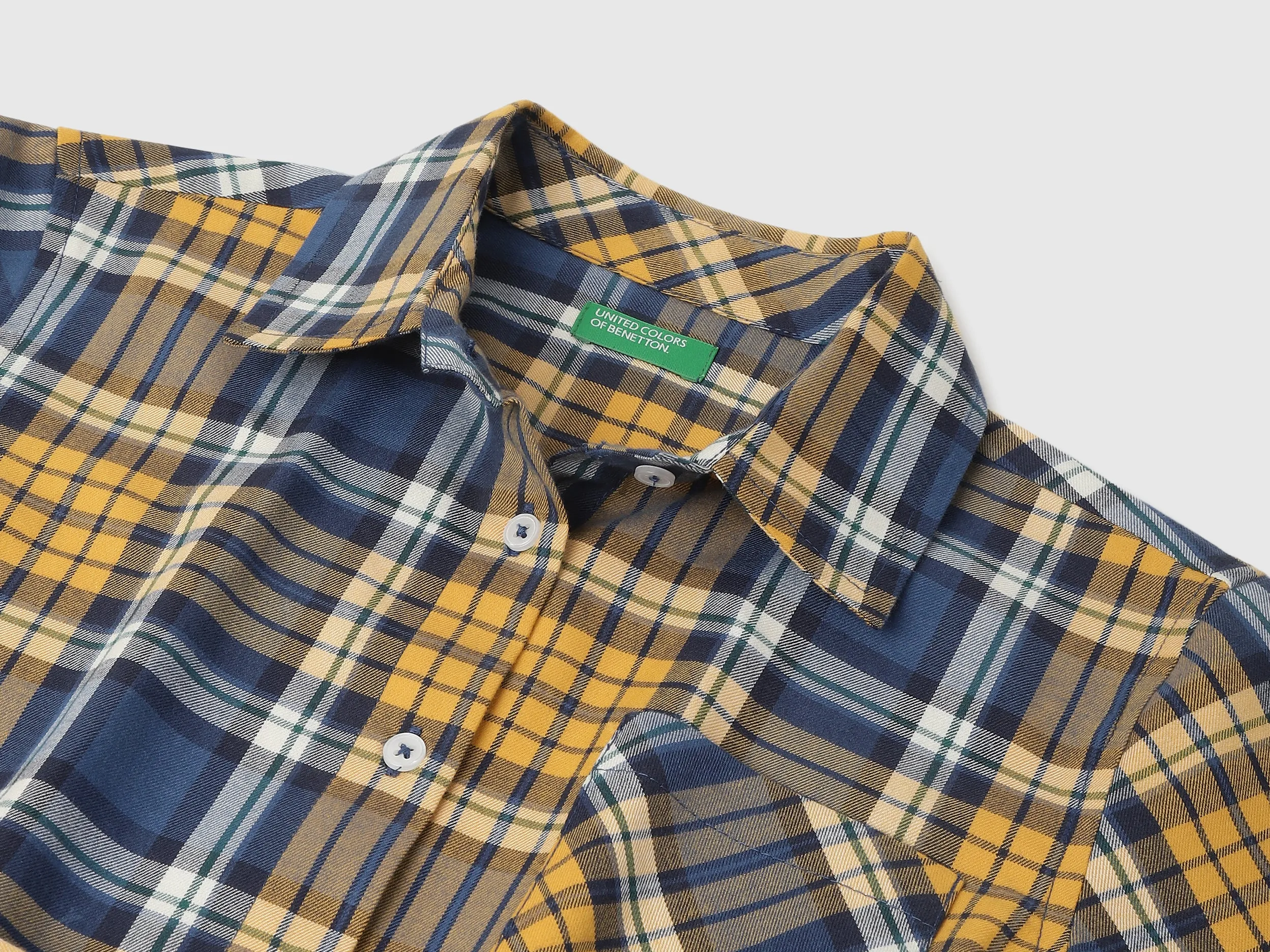 Regular Fit Spread Collar Checkered Dresses